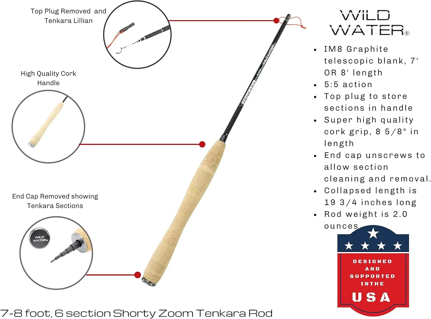 Wild Water Fly Fishing Tenkara Rod, Hard Tube Rod Case with Knitted Rod Sock