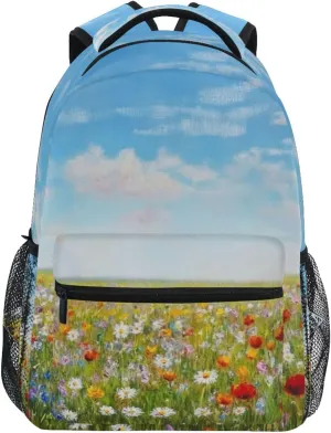 Wildflower Flower Meadow (020) Laptop Backpack for Women Men, Personalized College Bookbag Travel Bag Casual Daypack back packs