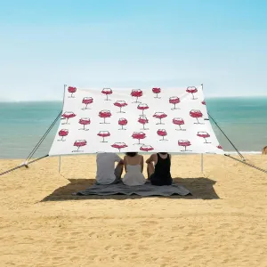 Wineglass Beach Canopy Tent Anti-UV & Wind Resistant, White Camping Sun Shelter Easy Setup Portable,Outdoor Shade Tents with Sandbags,Sand Shovels,Ground Pegs & Stability Poles