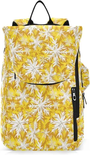 Women Men Tennis Backpack Large Sturdy Yellow Snowflakes Travel Sports Bag Gym Bag for Women Men bulto para