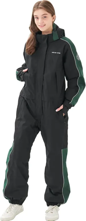Women One Pieces Ski Suits Waterproof Warm Insulated Ski Jumpsuit Removable Hood Snowsuit for Snow Sport