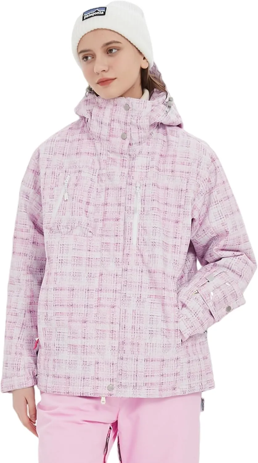 Women Ski Jacket Waterproof Insulated With Hooded Snow Coat for Winter Outdoor Skiing Snowboarding