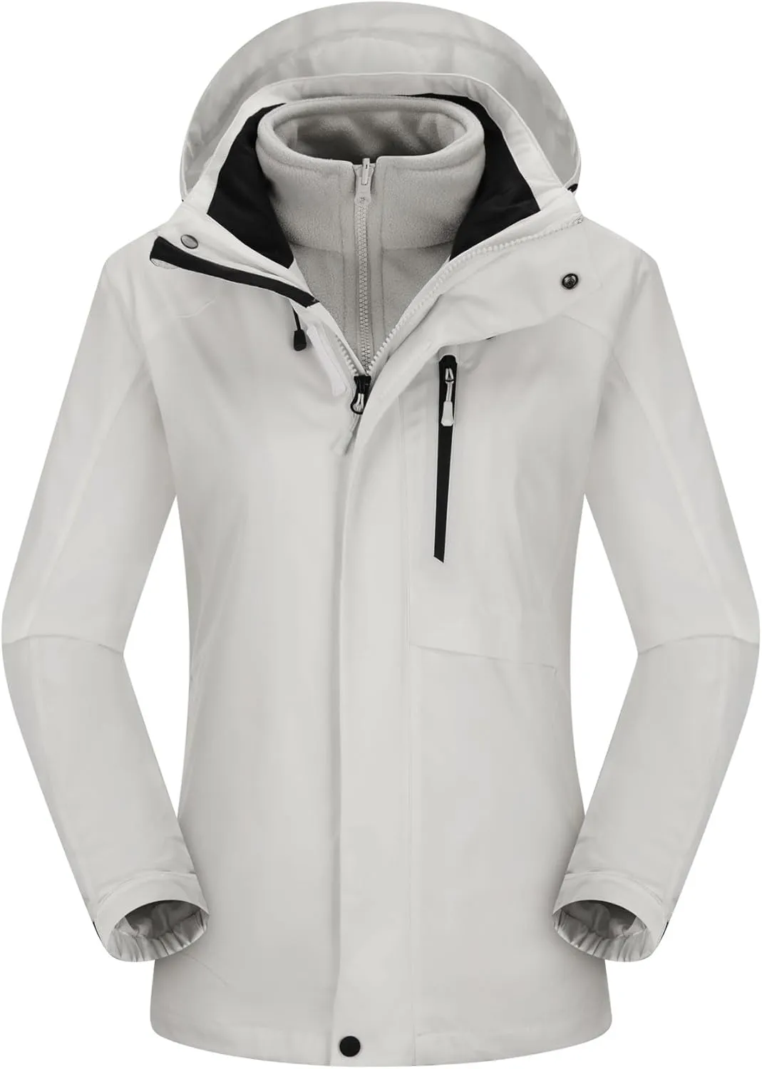Women Winter Coat Double Warm Jacket Women's 3-in-1 Waterproof Jacket Hooded Rainproof Jacket Ski Jacket