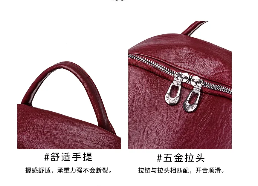 Women's Fashionable High-capacity PU Backpack