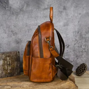 Women's First Layer Cowhide Chinese Style Retro Backpacks