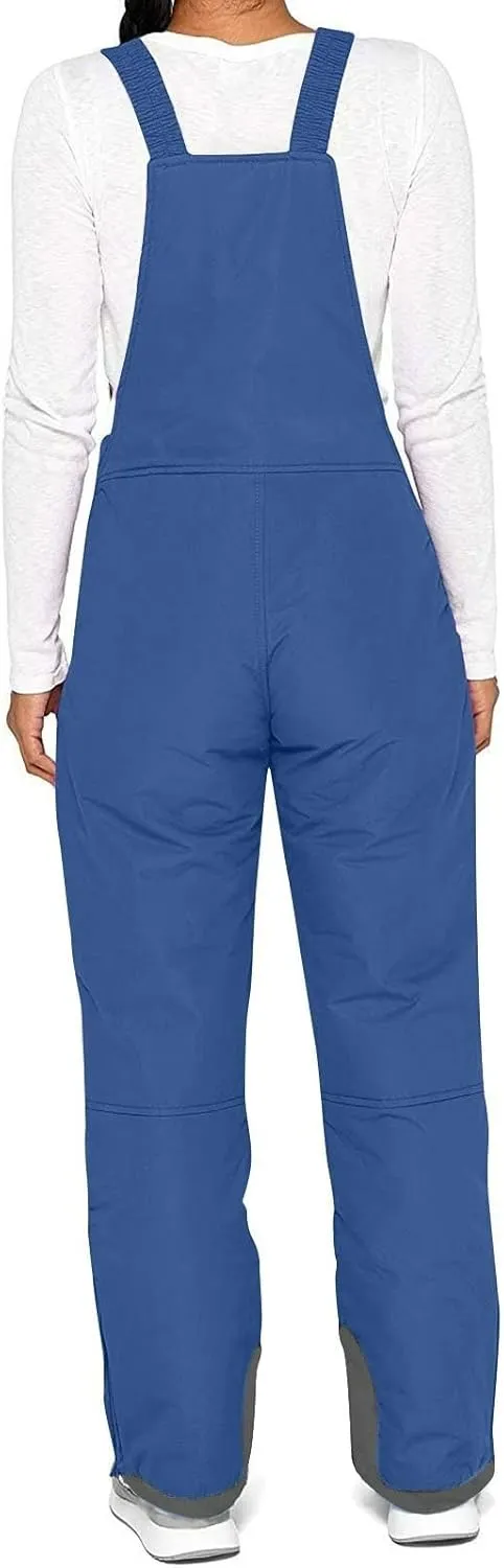 Women's Insulated Waterproof Ski Bib Overalls Snowboarding Pants Overalls Adjustable Shoulder Strap Jumpsuits