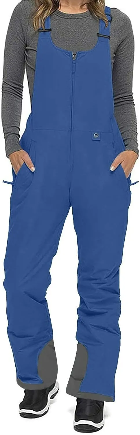 Women's Insulated Waterproof Ski Bib Overalls Snowboarding Pants Overalls Adjustable Shoulder Strap Jumpsuits