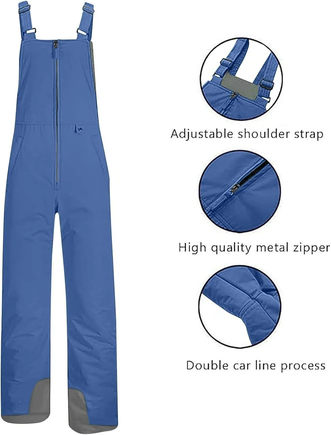 Women's Insulated Waterproof Ski Bib Overalls Snowboarding Pants Overalls Adjustable Shoulder Strap Jumpsuits