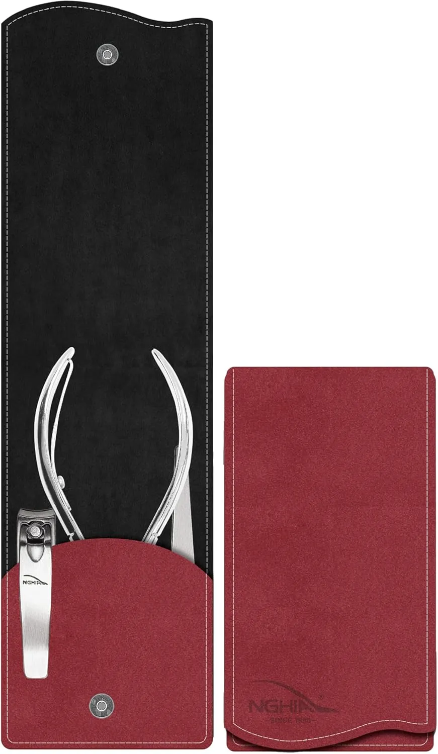 Women's Mini Manicure Set - Red | Stainless Steel Cuticle Nipper, Nail Clipper, Tweezer | Compact Grooming On-The-Go