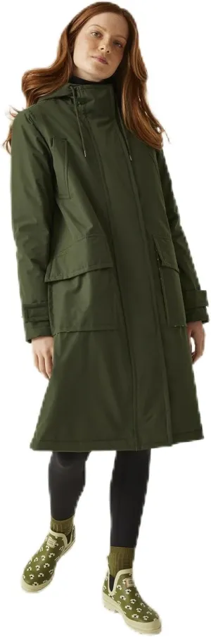 Womens Orla Kiely Longline Waterproof Jacket - Khaki - 10