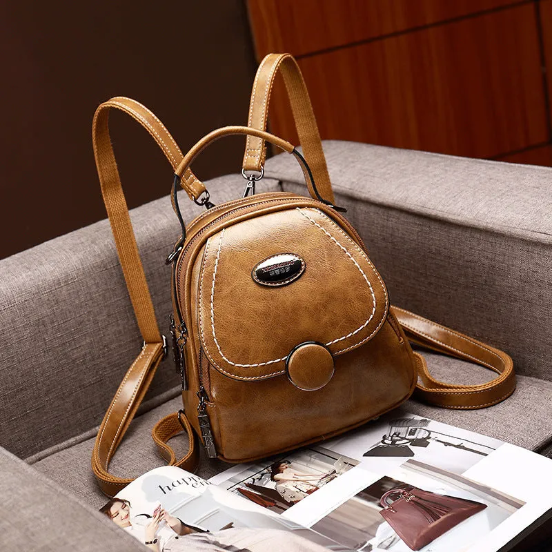 Women's Paul Summer Retro Soft Leather Large Backpacks