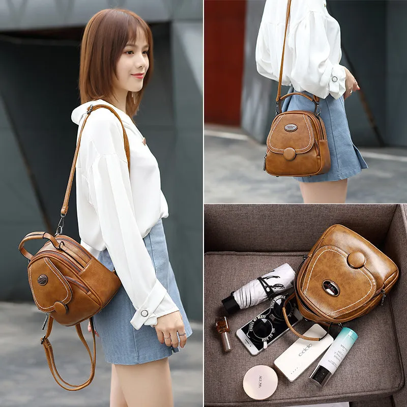 Women's Paul Summer Retro Soft Leather Large Backpacks