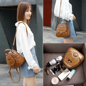Women's Paul Summer Retro Soft Leather Large Backpacks