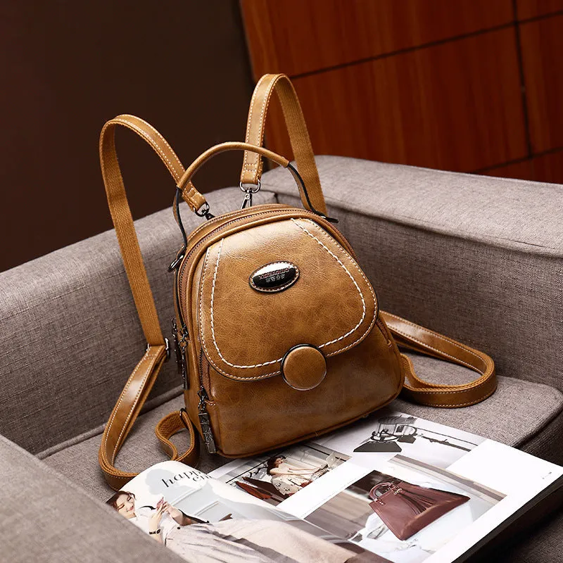 Women's Paul Summer Retro Soft Leather Large Backpacks