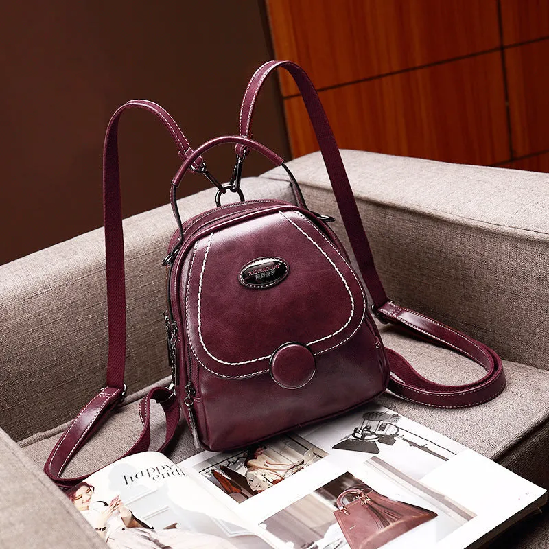 Women's Paul Summer Retro Soft Leather Large Backpacks