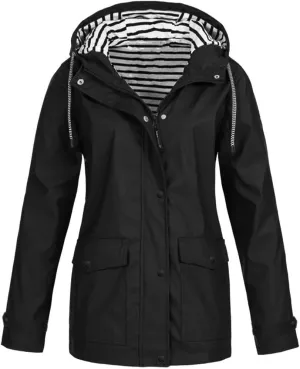 Women's Rain Jacket Waterproof Hooded Windbreaker Lightweight Trench Coat Active Outdoor Raincoat With Hood