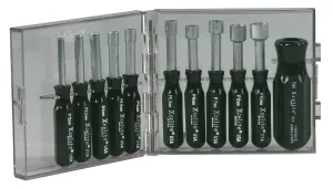 Xcelite PS121MM 11 Piece Compact Convertible Nutdriver Set with Clear Plastic Case, Black Handles