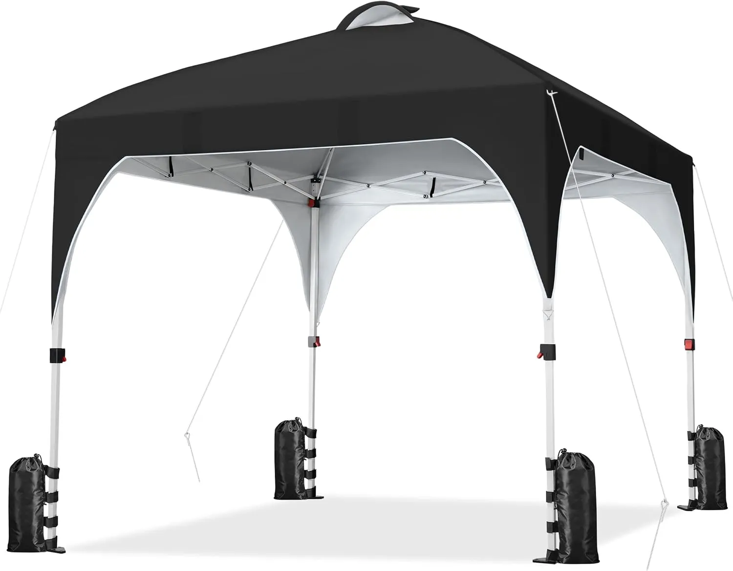 Yaheetech 10x10 Pop-Up Canopy Tent with 17 Solar LED Lights & Top Vent, Portable Outdoor Canopy Easy Setup Sun Shade Canopy Adjustable Tent with Wheeled Bag, 12 Stakes, 4 Sandbags & 4 Ropes, Black