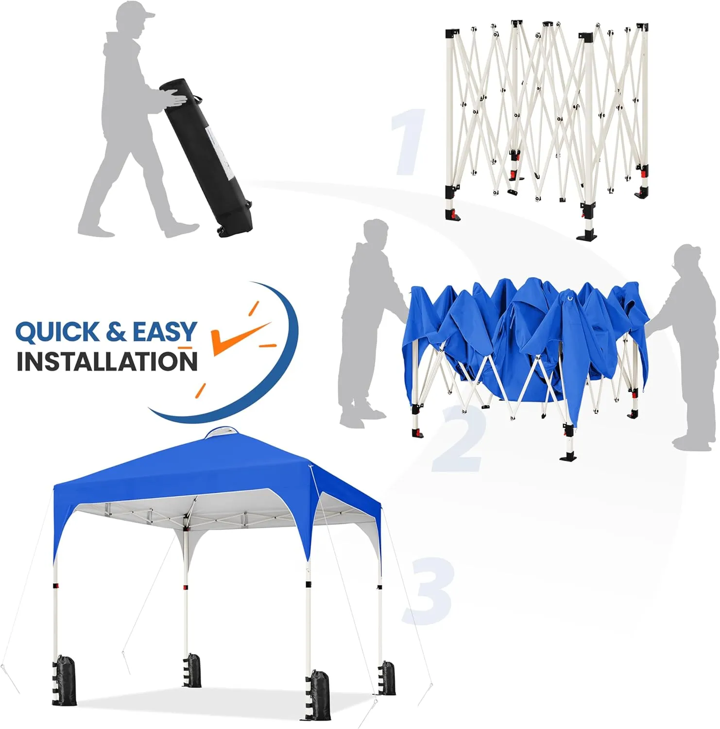 Yaheetech 6.6x6.6 Pop Up Canopy Tent with Vent, Easy Set Up Tent, Instant Sun Shelter Canopy with Wheeled Bag, 4 Sandbags, 8 Stakes & 4 Ropes, for Parties, Beach, Outdoor, Blue