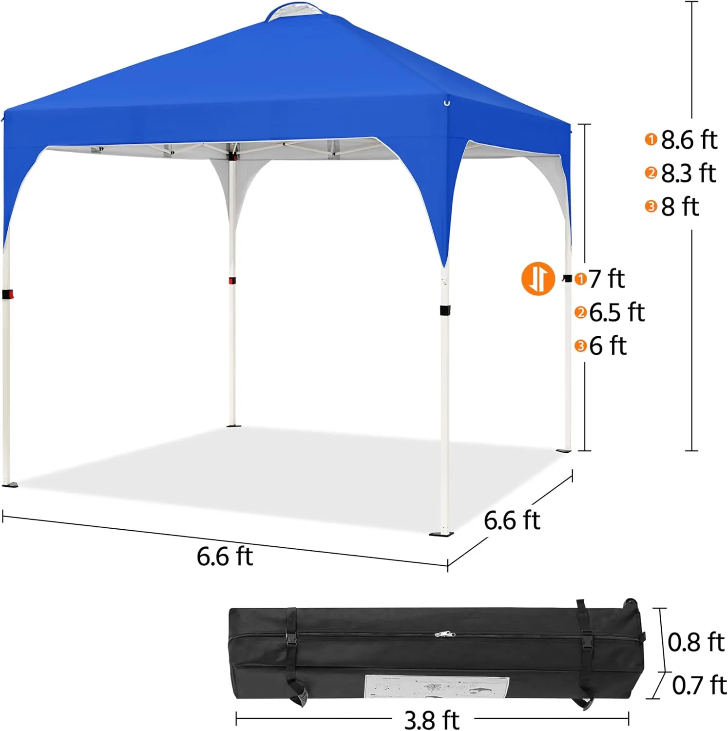 Yaheetech 6.6x6.6 Pop Up Canopy Tent with Vent, Easy Set Up Tent, Instant Sun Shelter Canopy with Wheeled Bag, 4 Sandbags, 8 Stakes & 4 Ropes, for Parties, Beach, Outdoor, Blue