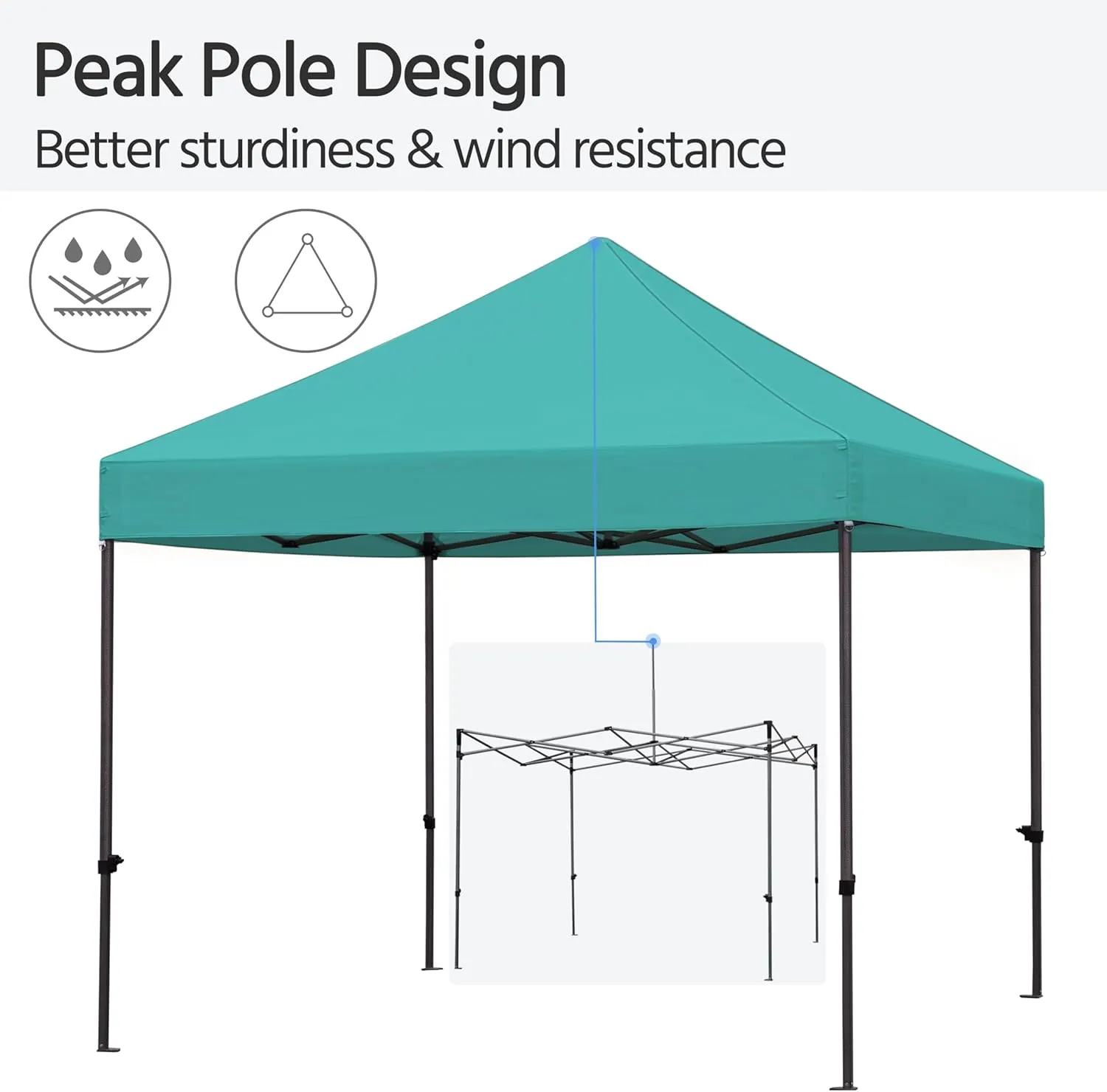 Yaheetech Canopy Tent, Commercial Instant Heavy Duty Canopy, 500D Waterproof Adjustable Tent with Wheeled Carry Bag, 4 Sandbags and 4 Stakes (10x10, Turquoise)
