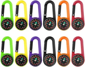 Yardwe 12pcs Plastic Compass Carabiner Buckle Survival Mini Compass for Hiking Camping