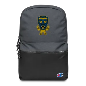 Yellow and Blue Tiki Embroidered Champion Backpack