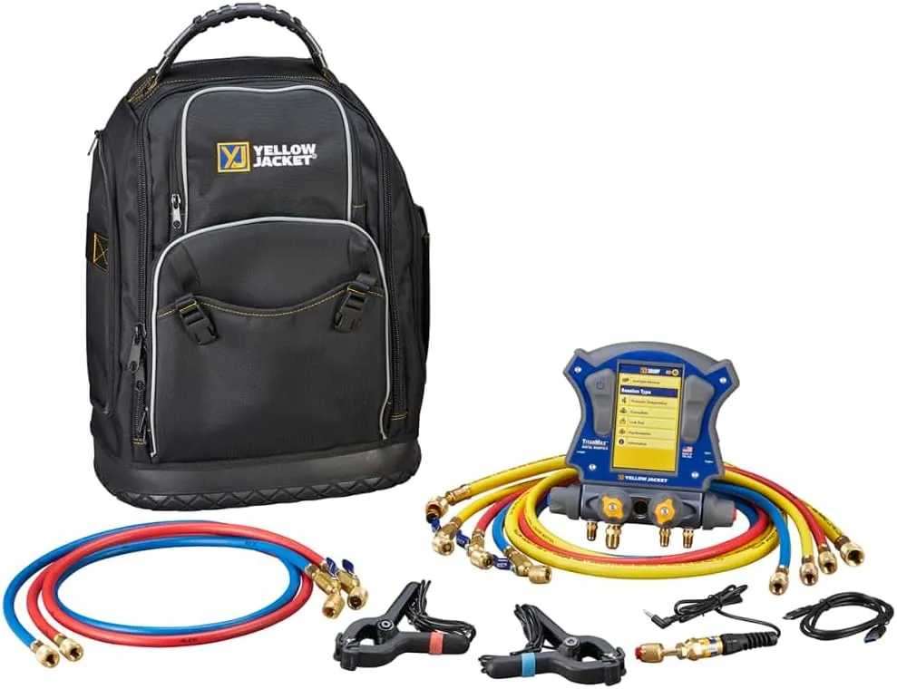 Yellow Jacket 40885 TITANMAX Digital Manifold Backpack Kit with Set of 6 Plus II Hoses