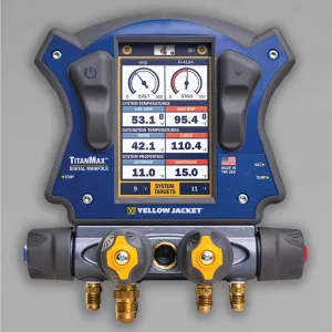 Yellow Jacket 40887 TITANMAX Digital Manifold Backpack Kit with YJACK Temp Clamps, Vacuum Sensor, and Set of 6 Plus II Hoses
