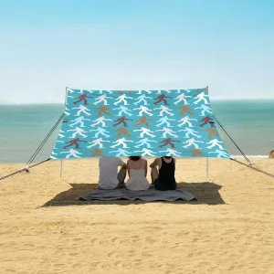 Yeti Pattern Seamless Beach Canopy Tent Anti-UV & Wind Resistant, Camping Sun Shelter Easy Setup Portable,Outdoor Shade Tents with Sandbags,Sand Shovels,Ground Pegs & Stability Poles