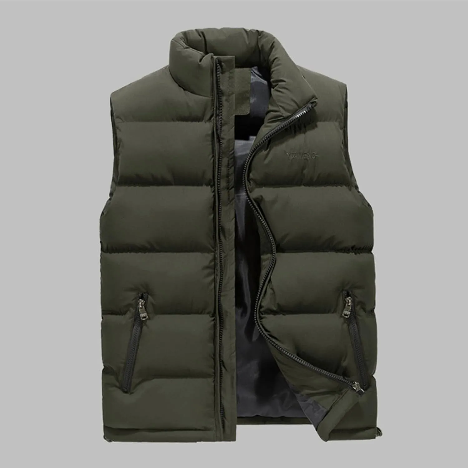 Ymosrh Mens Jackets Fashion Men's Autumn/Winter Solid Colour Warm Down Cotton Zip Vest Winter Coats for Men