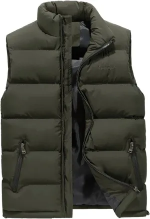 Ymosrh Mens Jackets Fashion Men's Autumn/Winter Solid Colour Warm Down Cotton Zip Vest Winter Coats for Men