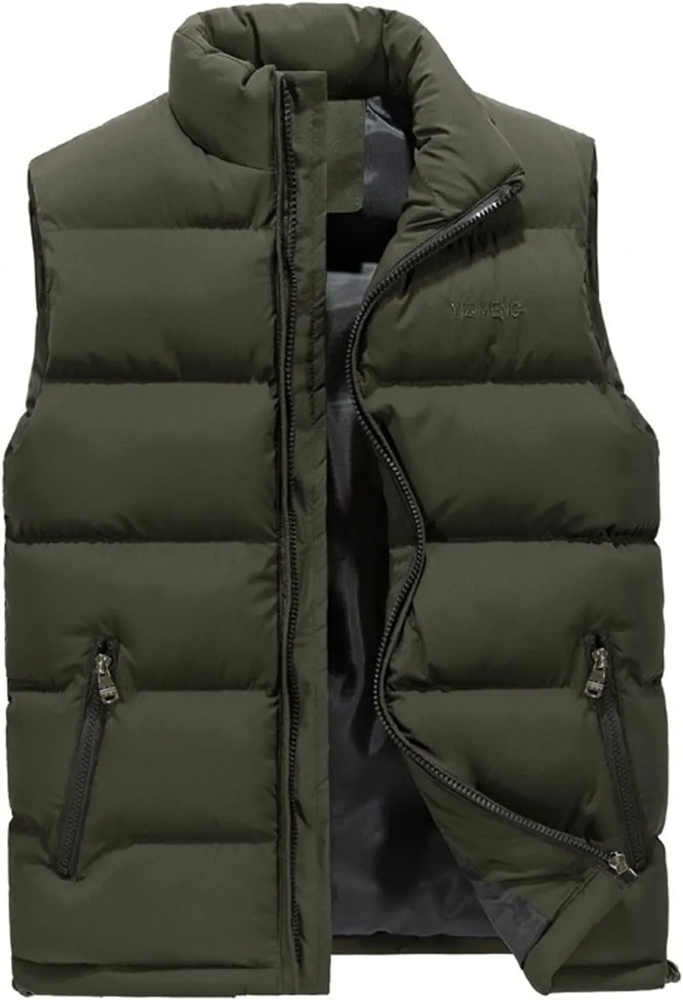 Ymosrh Mens Jackets Fashion Men's Autumn/Winter Solid Colour Warm Down Cotton Zip Vest Winter Coats for Men
