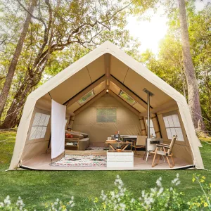 YOLENY Inflatable Tents for Camping, 4/6/8/10/12 Person Tent with TPU Skylight, Mesh Windows, Stove Jack & Pump, Easy Setup 4 Season Glamping Tent, Waterproof & Windproof