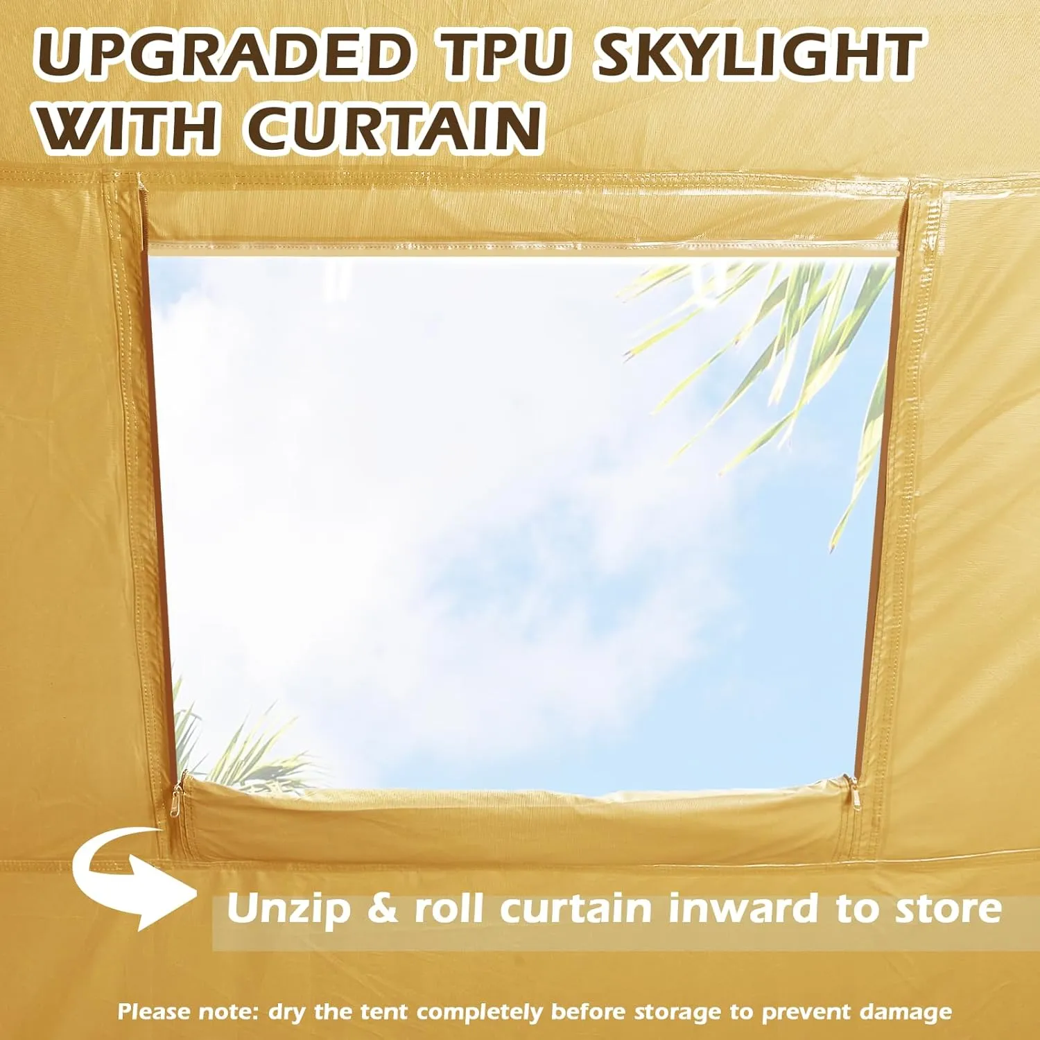 YOLENY Inflatable Tents for Camping, 4/6/8/10/12 Person Tent with TPU Skylight, Mesh Windows, Stove Jack & Pump, Easy Setup 4 Season Glamping Tent, Waterproof & Windproof
