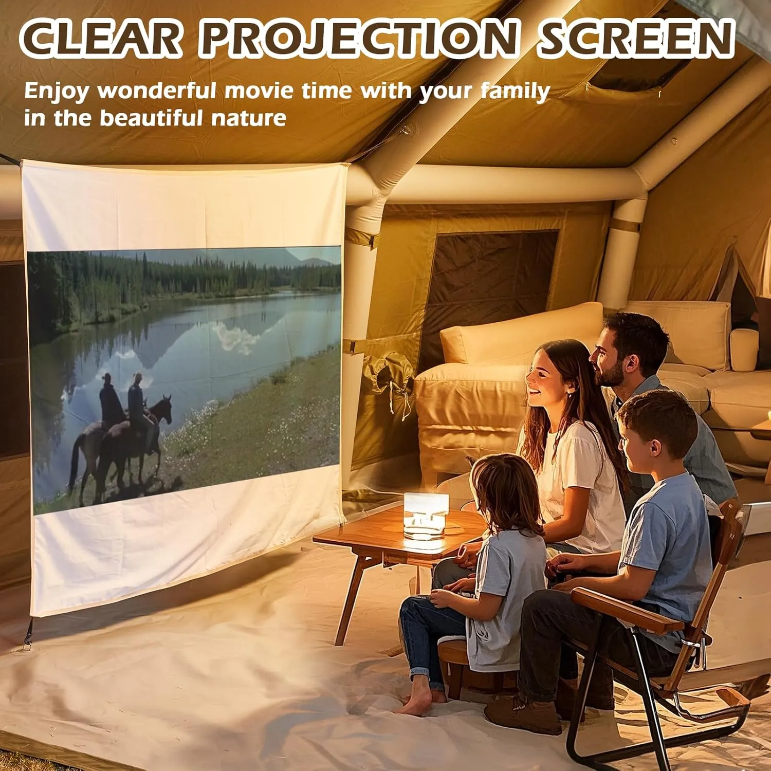 YOLENY Inflatable Tents for Camping, 4/6/8/10/12 Person Tent with TPU Skylight, Mesh Windows, Stove Jack & Pump, Easy Setup 4 Season Glamping Tent, Waterproof & Windproof
