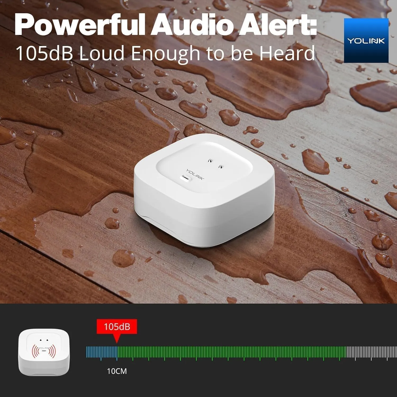 YoLink Smart Home Starter Kit: Hub & Water Leak Sensor 4 with 105dB Audio Alarm 2-Pack, SMS/Text, Email & Push Notifications, Freeze Warning, LoRa Up to 1/4 Mile Open-Air Range, w/Alexa, IFTTT