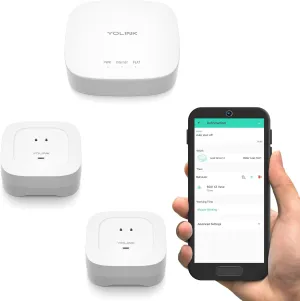 YoLink Smart Home Starter Kit: Hub & Water Leak Sensor 4 with 105dB Audio Alarm 2-Pack, SMS/Text, Email & Push Notifications, Freeze Warning, LoRa Up to 1/4 Mile Open-Air Range, w/Alexa, IFTTT