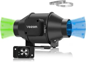 YOZON 4-Inch Duct Fan with EC Motor, Inline Fan with Speed Controller - 211 CFM, Quiet, and Energy-Efficient Ventilation Exhaust System, for Grow Tents, Hydroponics, Cooling Booster and Basements