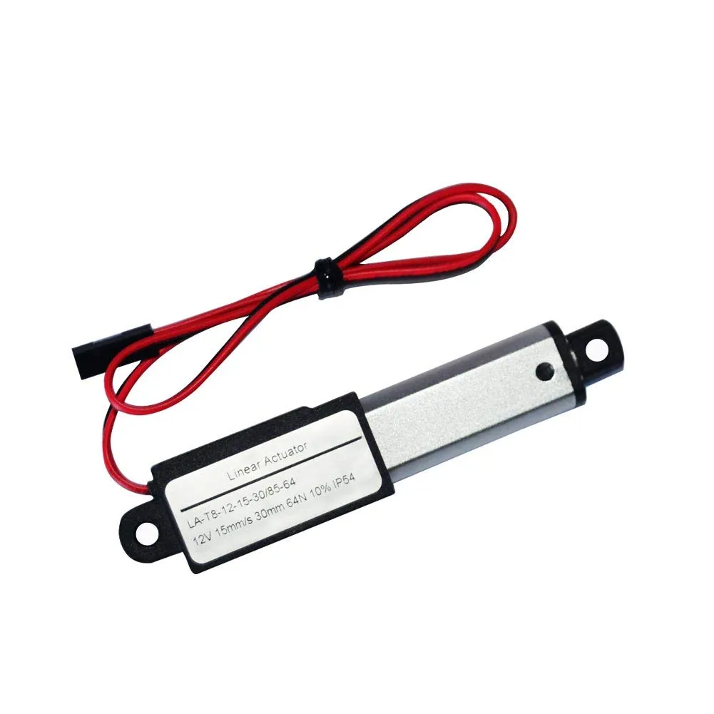 ZCONIEY Micro Linear Actuator with Limit Switches 12V DC, 64N, 30mm Stroke 1.2" with Mounting Brackets