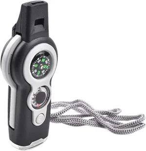 Zhong 7 in 1 Emergency Survival Whistle Compass Magnifier Lens LED Signal Lights