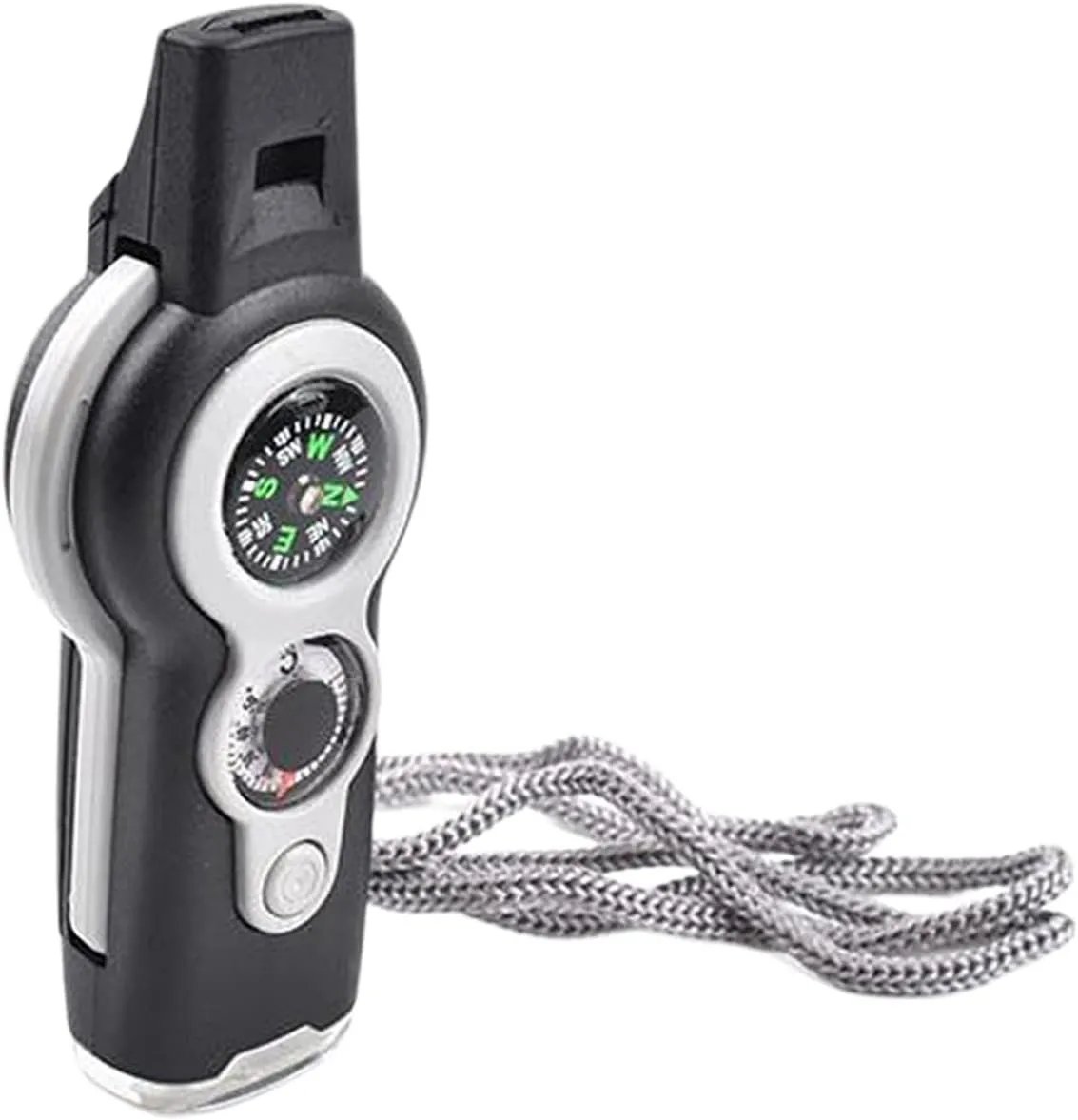 Zhong 7 in 1 Emergency Survival Whistle Compass Magnifier Lens LED Signal Lights