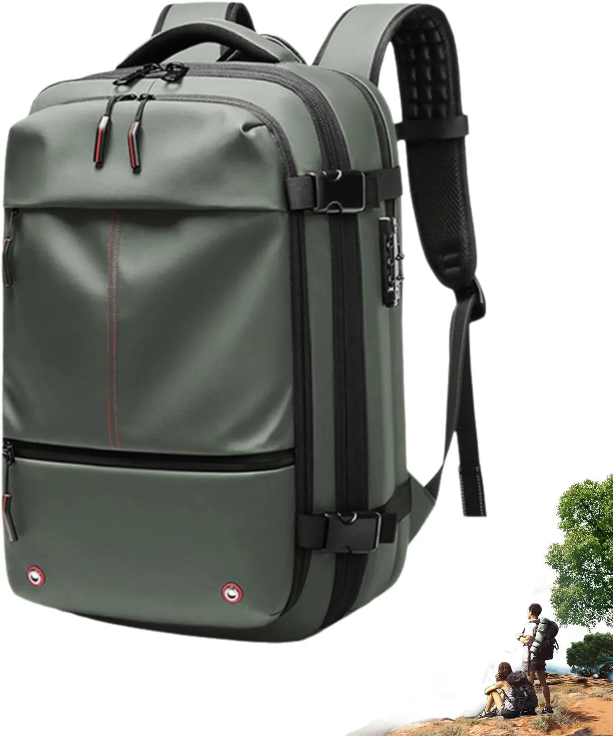 ZJQ AeroPack Backpack, Aeropack Vacuum Compression Backpack, 60L Expandable with Water Resistant for Travel Adventure (Army Green)