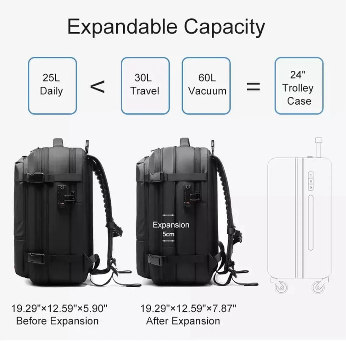 ZJQ AeroPack Backpack, Aeropack Vacuum Compression Backpack, 60L Expandable with Water Resistant for Travel Adventure (Army Green)