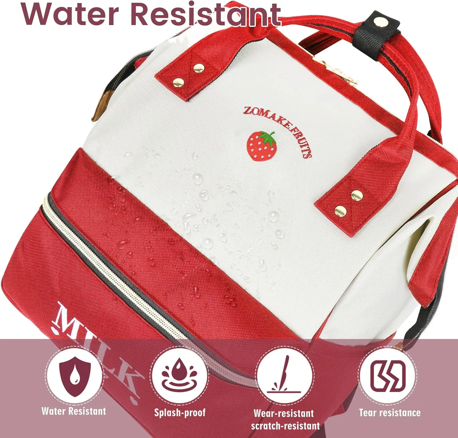 ZOMAKE 15.6 Inch Travel Laptop Backpack for Women Men - Anti Theft Water Resistant Bag Daypack - Computer Bag Business Work Cute Backpacks(Strawberry)