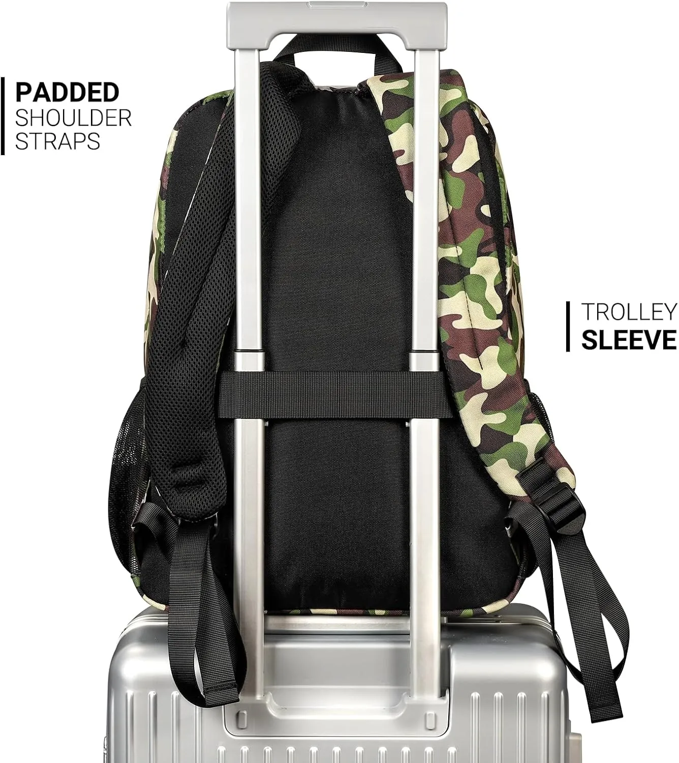 ZORFIN 26L Backpack for School, College, and Travel: Water Resistant Bookbag with 8 Compartments - Buckshot Camo