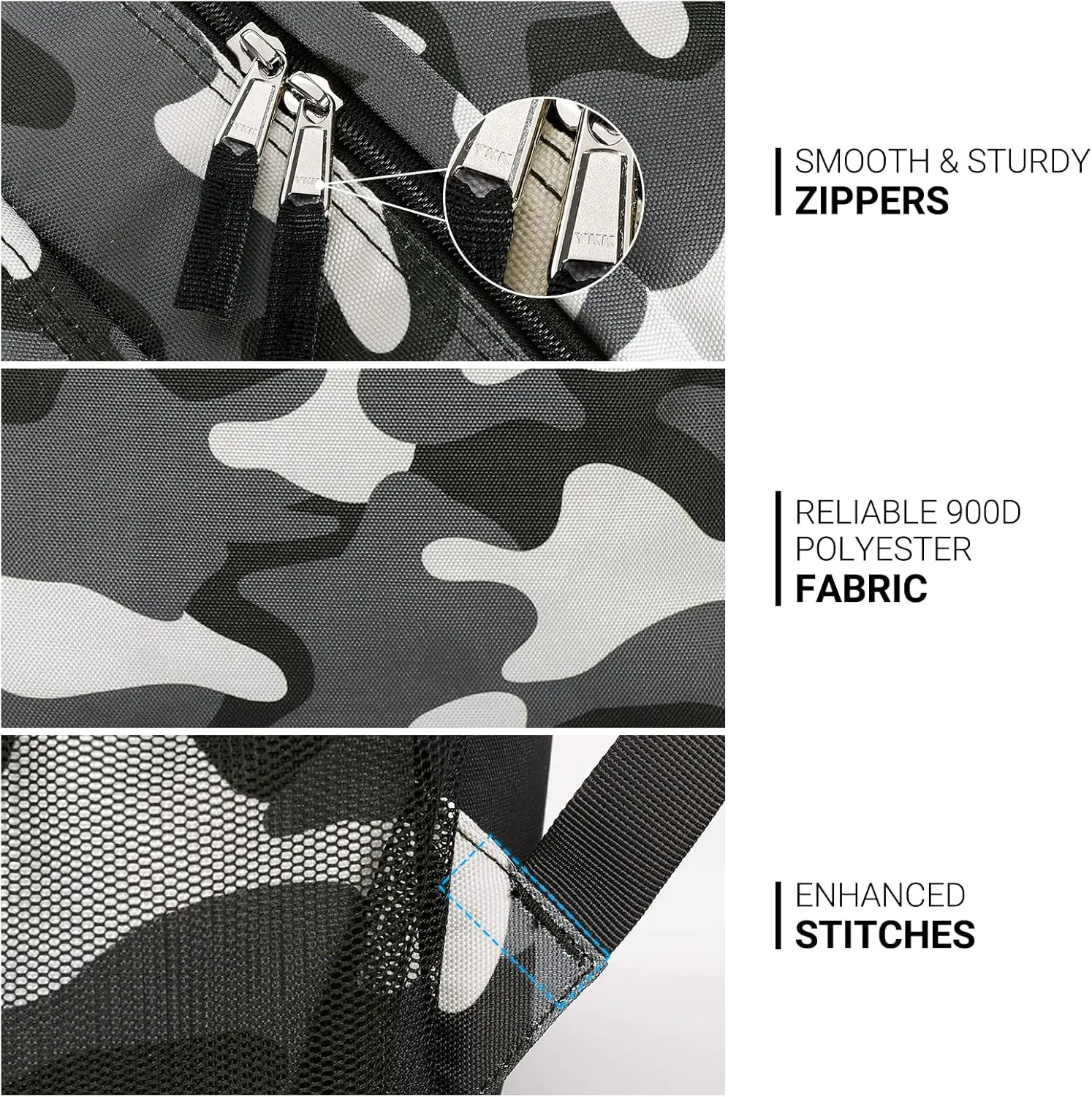 ZORFIN 26L Backpack for School, College, and Travel: Water Resistant Bookbag with 8 Compartments - Camo Black