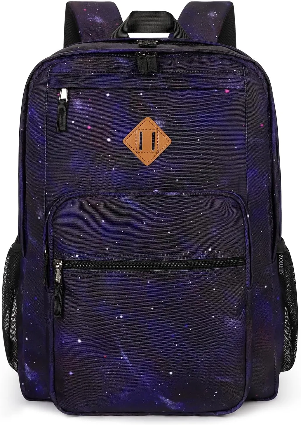 ZORFIN 26L Backpack for School, College, and Travel: Water Resistant Bookbag with 8 Compartments - Night Sky
