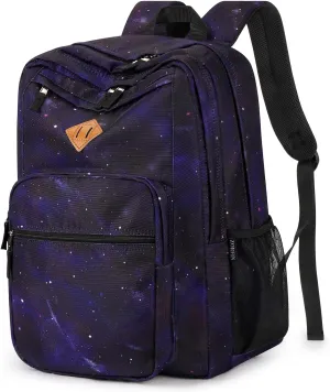 ZORFIN 26L Backpack for School, College, and Travel: Water Resistant Bookbag with 8 Compartments - Night Sky
