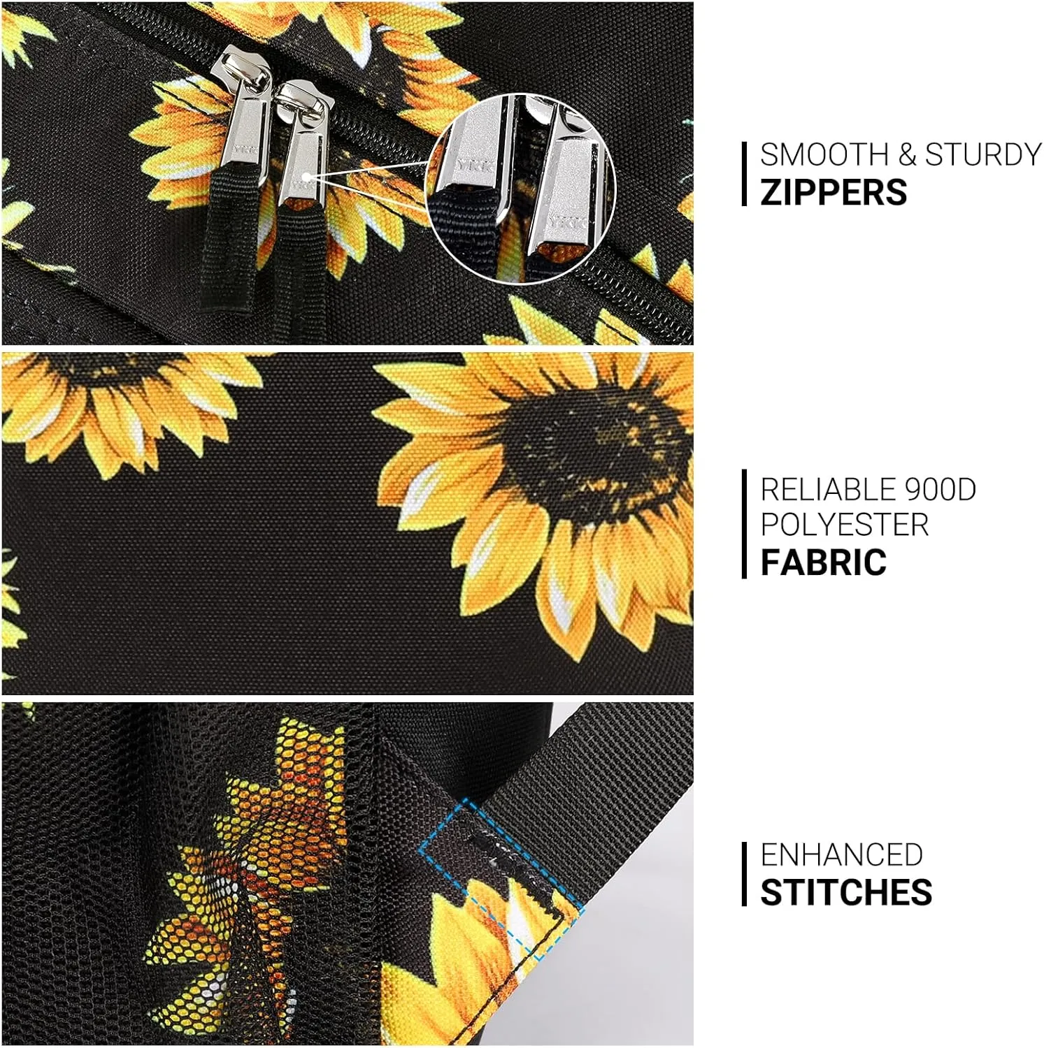 ZORFIN 26L Backpack for School, College, and Travel: Water Resistant Bookbag with 8 Compartments - Sunflower